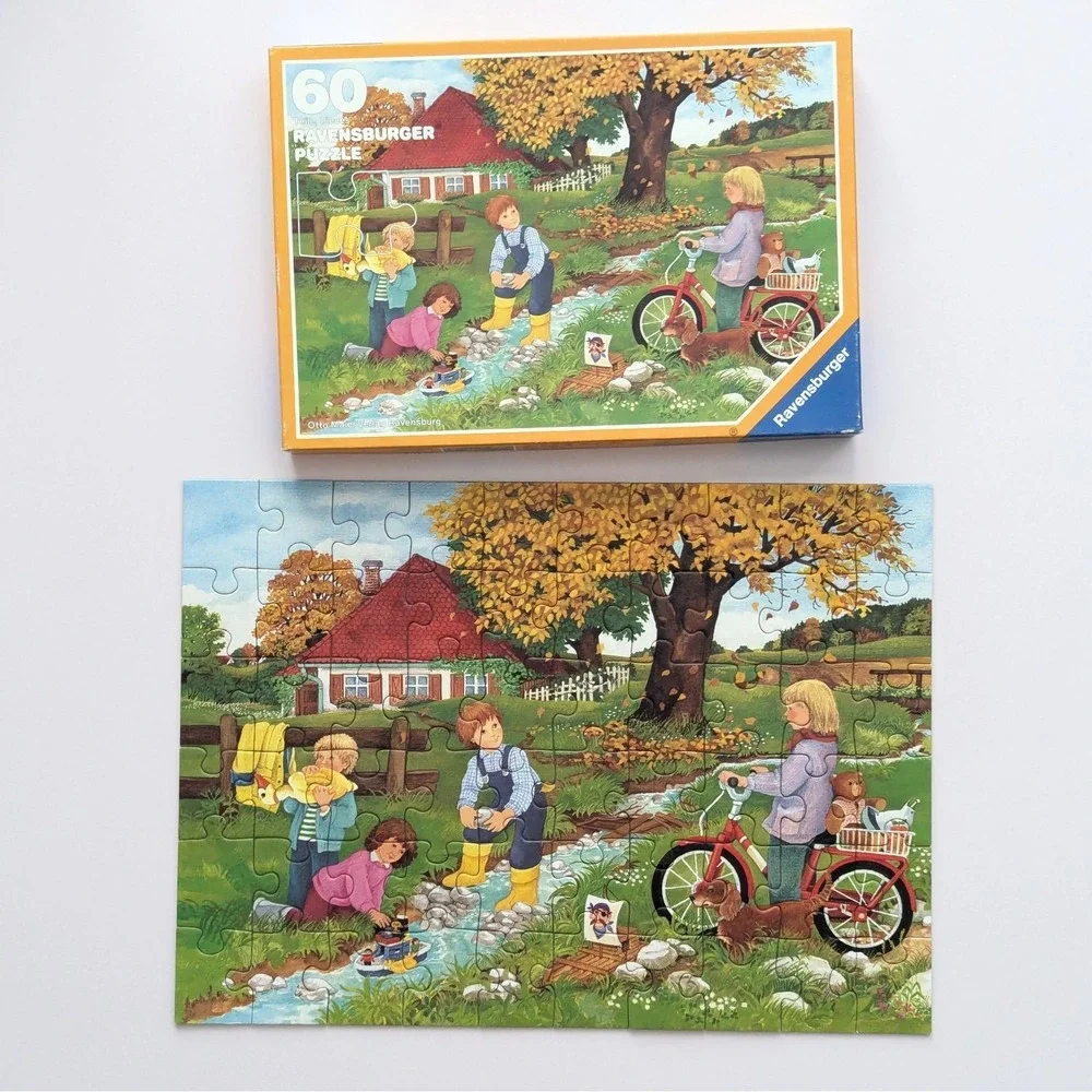 Vtg Otto Maier Verlag Scenic Children Ravensburger Puzzle Lot (60, 80, 200 pc)